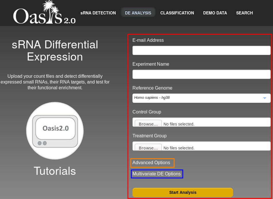 Web interface for Oasis DE module